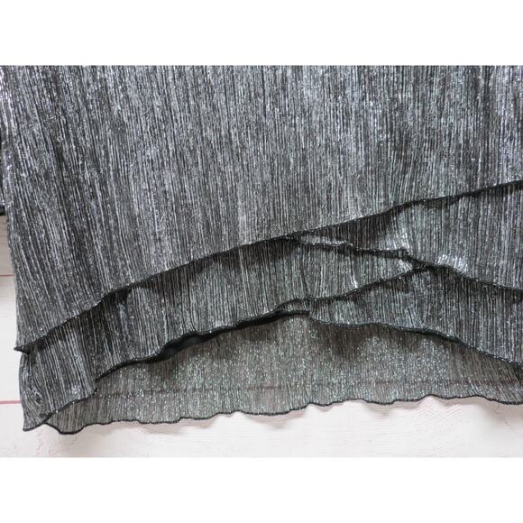 Christopher & Banks Size Large Black Silver Metallic Top Blouse Shimmer Layered - Picture 3 of 7